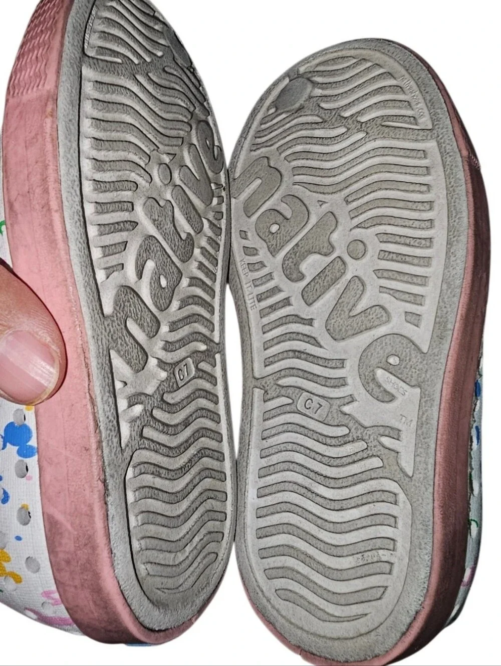 Native Kids White Slip-On Shoes with Pink Toe Cap